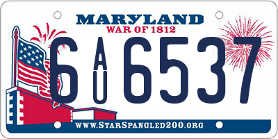 MD license plate 6AU6537