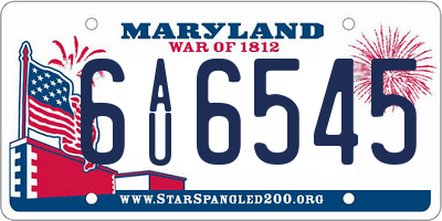 MD license plate 6AU6545