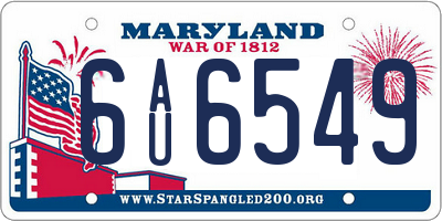 MD license plate 6AU6549