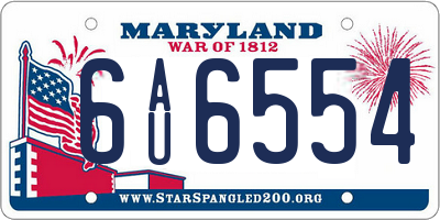 MD license plate 6AU6554