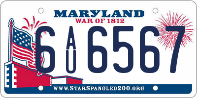 MD license plate 6AU6567