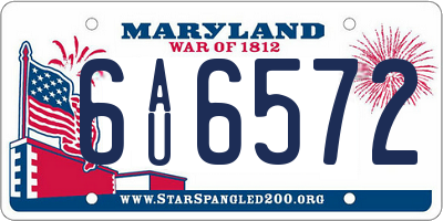 MD license plate 6AU6572