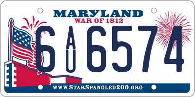 MD license plate 6AU6574