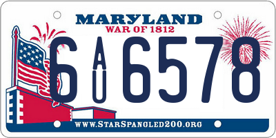 MD license plate 6AU6578
