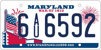 MD license plate 6AU6592
