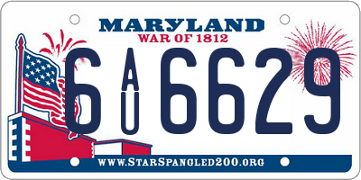 MD license plate 6AU6629