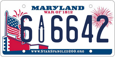 MD license plate 6AU6642