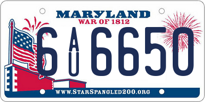 MD license plate 6AU6650