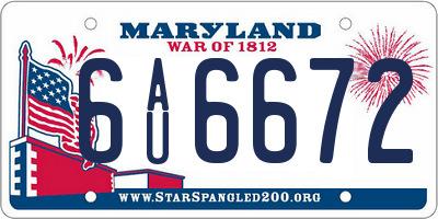 MD license plate 6AU6672