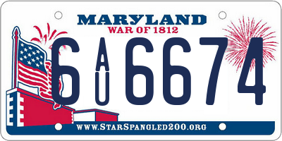 MD license plate 6AU6674