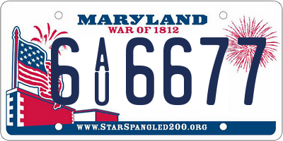 MD license plate 6AU6677