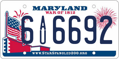 MD license plate 6AU6692