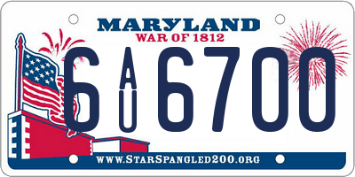 MD license plate 6AU6700
