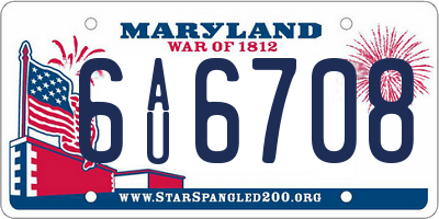 MD license plate 6AU6708