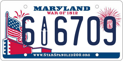 MD license plate 6AU6709