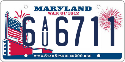MD license plate 6AU6711