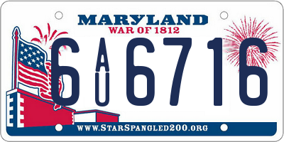 MD license plate 6AU6716