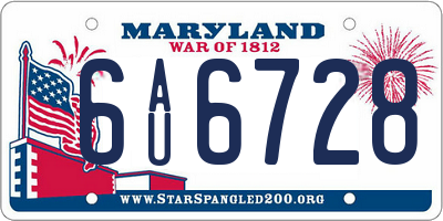 MD license plate 6AU6728