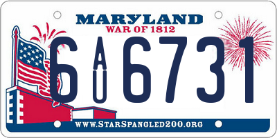 MD license plate 6AU6731