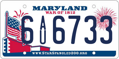 MD license plate 6AU6733