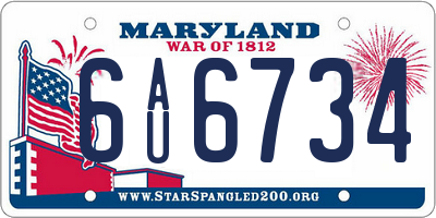 MD license plate 6AU6734