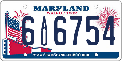 MD license plate 6AU6754