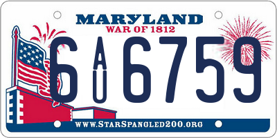 MD license plate 6AU6759