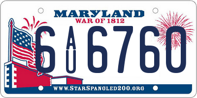 MD license plate 6AU6760