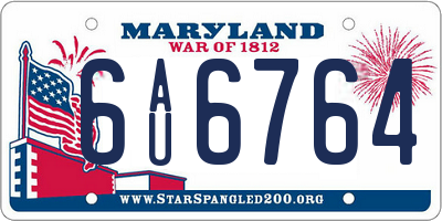 MD license plate 6AU6764