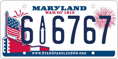 MD license plate 6AU6767