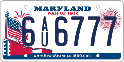 MD license plate 6AU6777