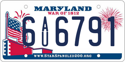 MD license plate 6AU6791