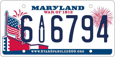 MD license plate 6AU6794