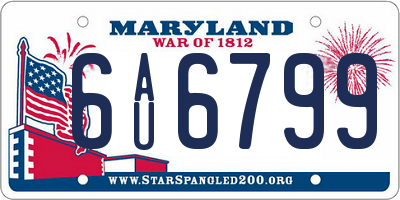 MD license plate 6AU6799