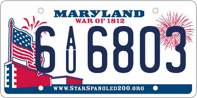 MD license plate 6AU6803