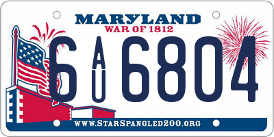 MD license plate 6AU6804