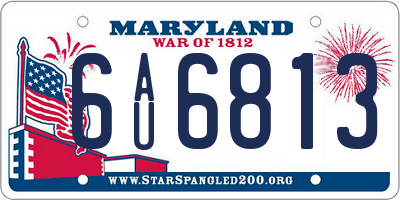MD license plate 6AU6813