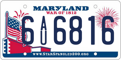 MD license plate 6AU6816