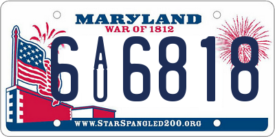MD license plate 6AU6818