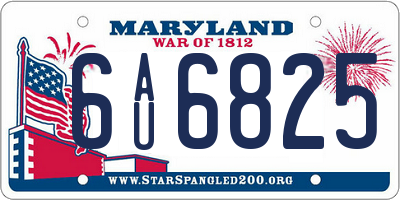 MD license plate 6AU6825