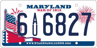 MD license plate 6AU6827