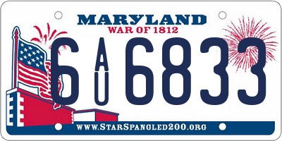MD license plate 6AU6833