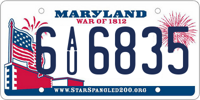 MD license plate 6AU6835