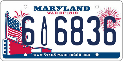 MD license plate 6AU6836