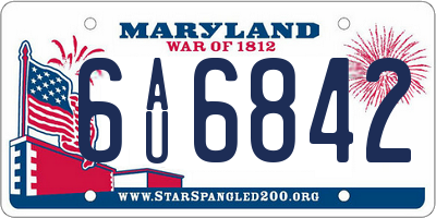 MD license plate 6AU6842