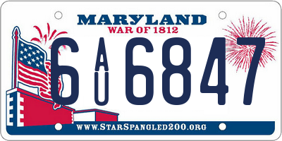 MD license plate 6AU6847