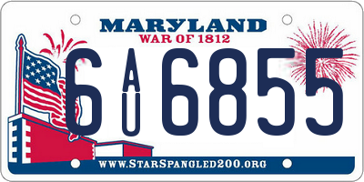 MD license plate 6AU6855