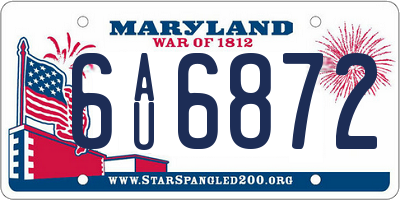 MD license plate 6AU6872
