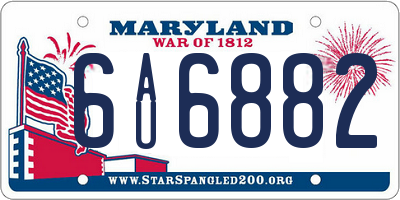 MD license plate 6AU6882