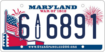 MD license plate 6AU6891